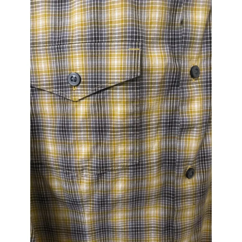 Banana Republic Mens XL Ombre Plaid Utility Shirt Slim Fit Epaulet
